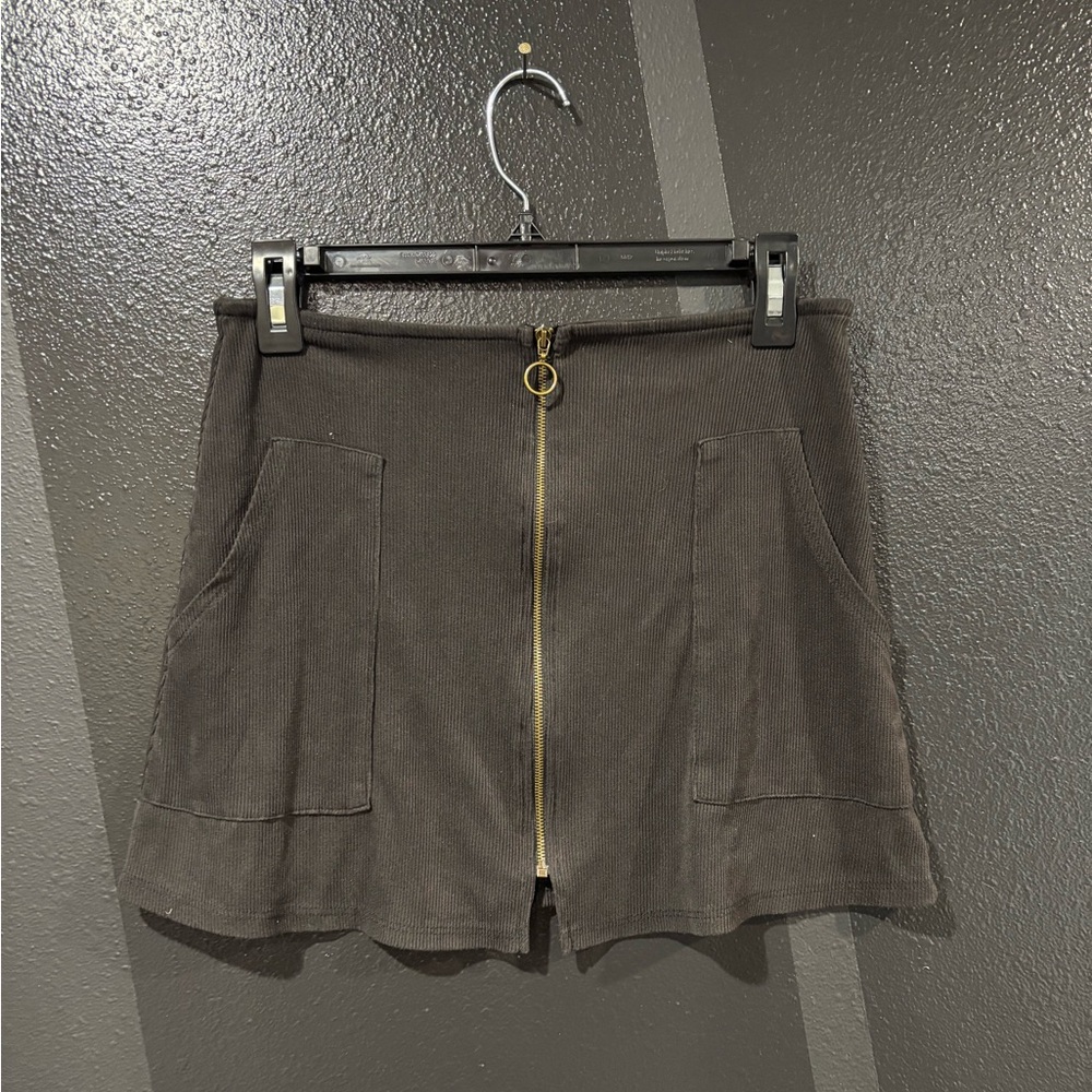 Ginger G Charcoal Zippered Skirt